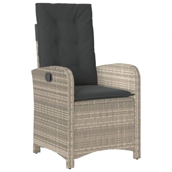 3-tlg. Garten-Essgruppe mit Kissen Hellgrau Poly Rattan