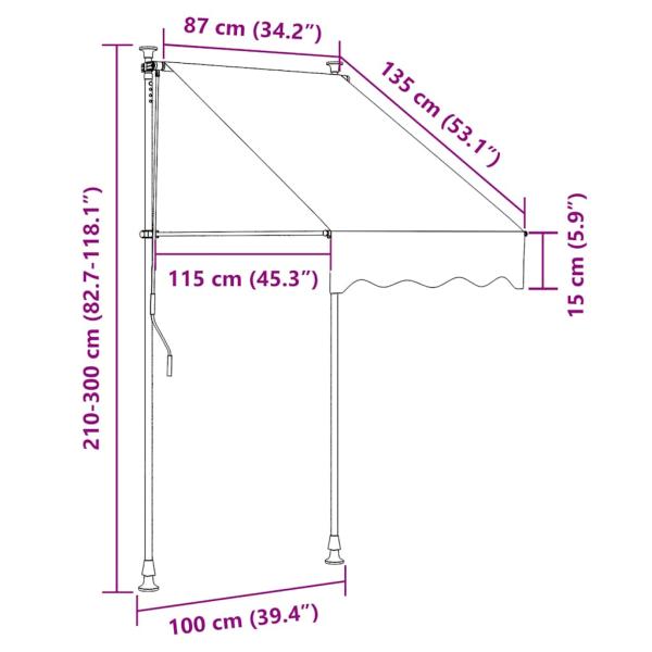 Einziehbare Markise Handbetrieben 100 cm Anthrazit