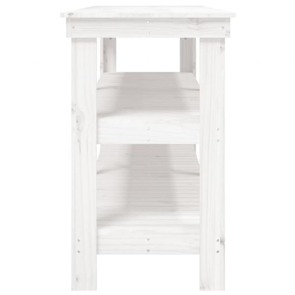 Werkbank Weiß 181x50x80 cm Massivholz Kiefer