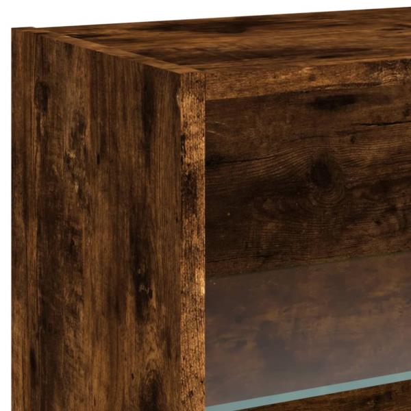 5-tlg. Wohnwand mit LED-Beleuchtung Räuchereiche Holzwerkstoff