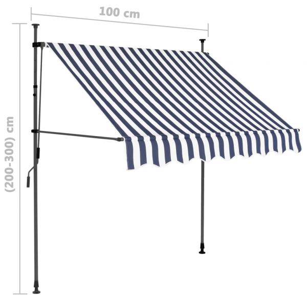 Einziehbare Markise Handbetrieben mit LED 100 cm Blau und Weiß