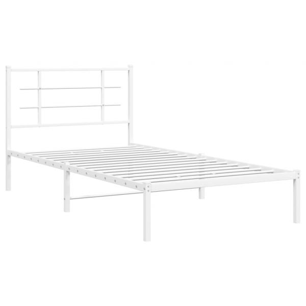 Bettgestell mit Kopfteil Metall Weiß 100x200 cm