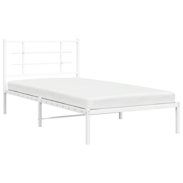Bettgestell mit Kopfteil Metall Weiß 100x200 cm