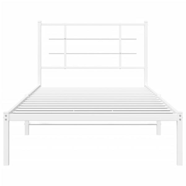 Bettgestell mit Kopfteil Metall Weiß 100x200 cm