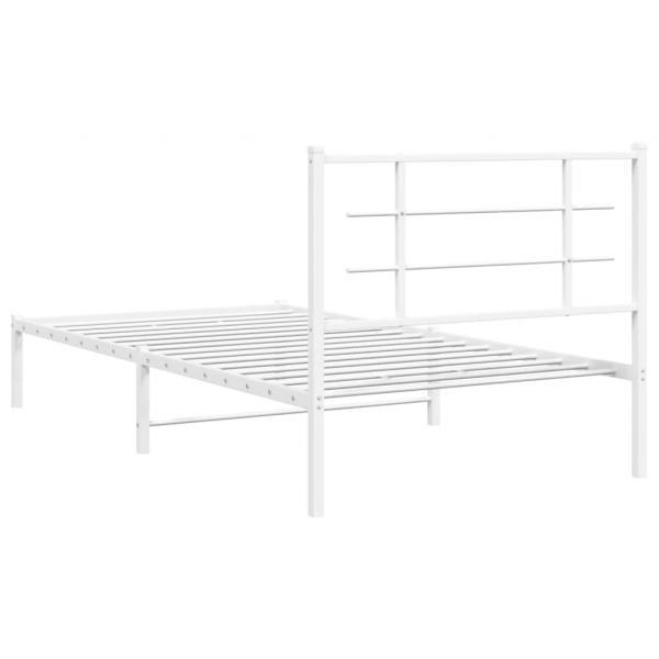 Bettgestell mit Kopfteil Metall Weiß 100x200 cm