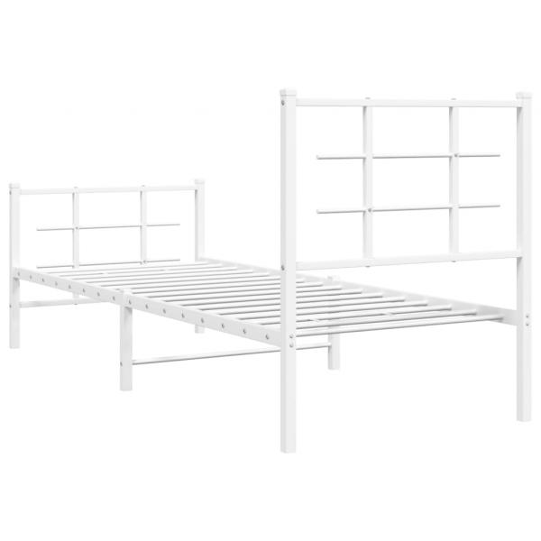 Bettgestell mit Kopf- und Fußteil Metall Weiß 75x190 cm