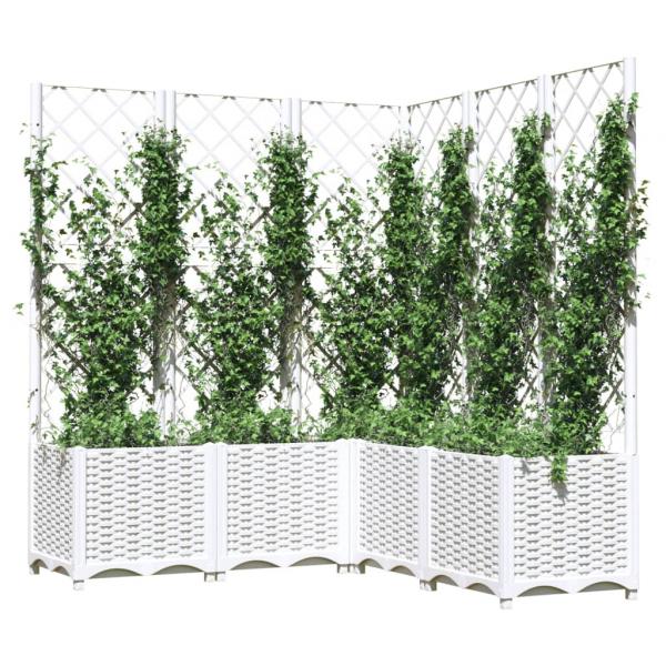 Pflanzkübel mit Rankgitter Weiß 120x120x136 cm PP