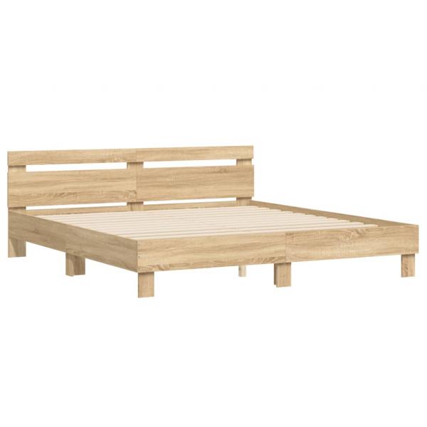 ARDEBO.de - Bettgestell mit Kopfteil Sonoma-Eiche 180x200 cm Holzwerkstoff