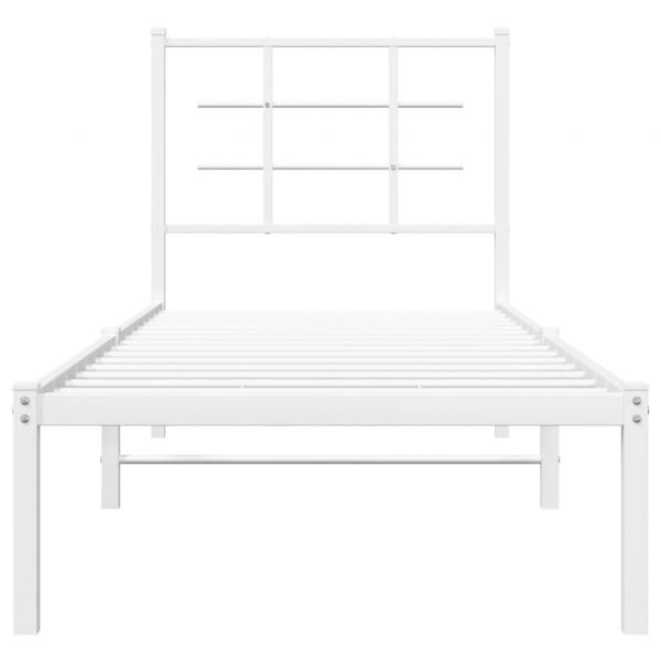 Bettgestell mit Kopfteil Metall Weiß 75x190 cm