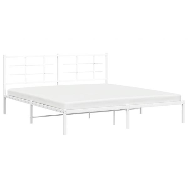 Bettgestell mit Kopfteil Metall Weiß 180x200 cm