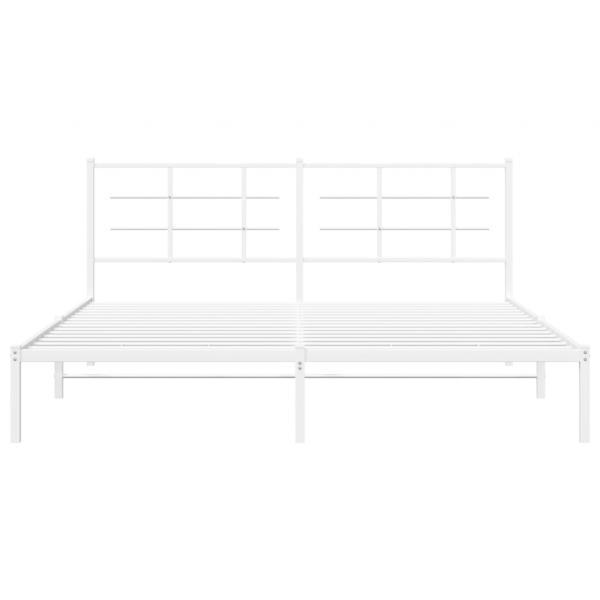 Bettgestell mit Kopfteil Metall Weiß 180x200 cm