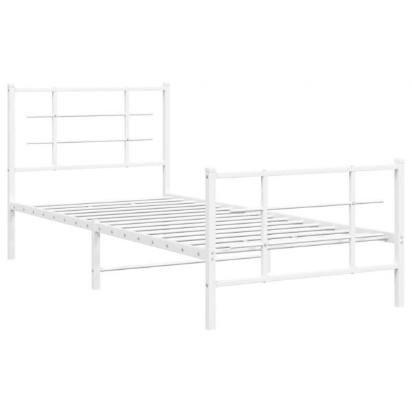 Bettgestell mit Kopf- und Fußteil Metall Weiß 90x200 cm