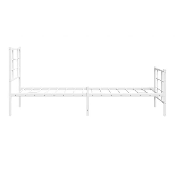 Bettgestell mit Kopf- und Fußteil Metall Weiß 90x200 cm
