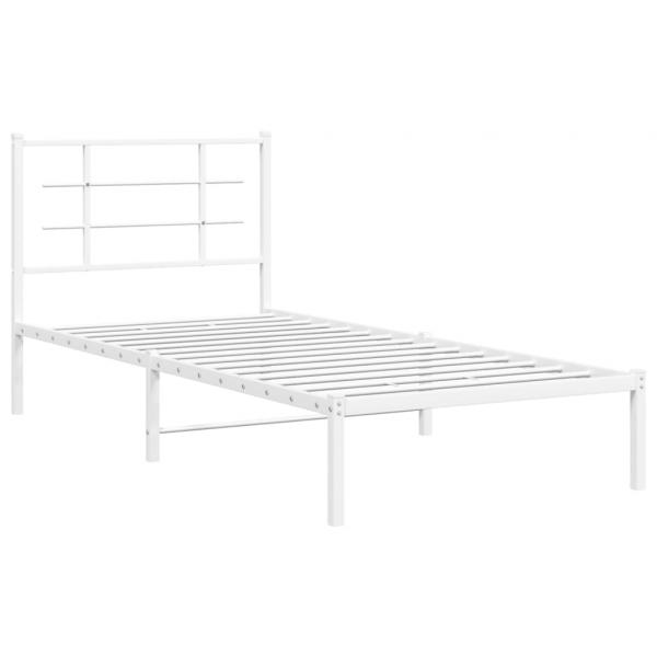 Bettgestell mit Kopfteil Metall Weiß 90x200 cm
