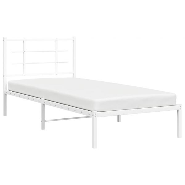 Bettgestell mit Kopfteil Metall Weiß 90x200 cm