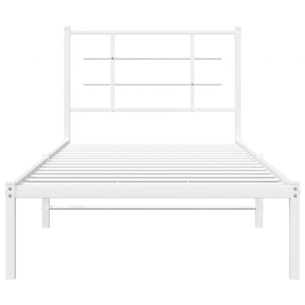 Bettgestell mit Kopfteil Metall Weiß 90x200 cm