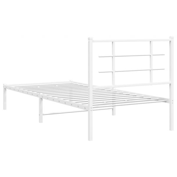 Bettgestell mit Kopfteil Metall Weiß 90x200 cm