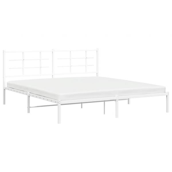 Bettgestell mit Kopfteil Metall Weiß 183x213 cm