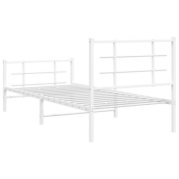 Bettgestell mit Kopf- und Fußteil Metall Weiß 90x190 cm
