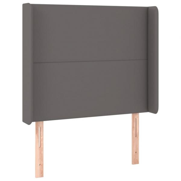 Boxspringbett mit Matratze & LED Grau 90x190 cm Kunstleder