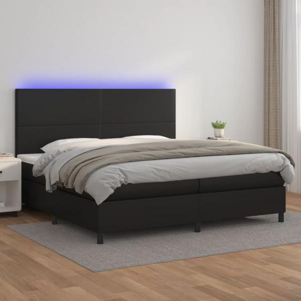 ARDEBO.de - Boxspringbett mit Matratze & LED Schwarz 200x200 cm Kunstleder