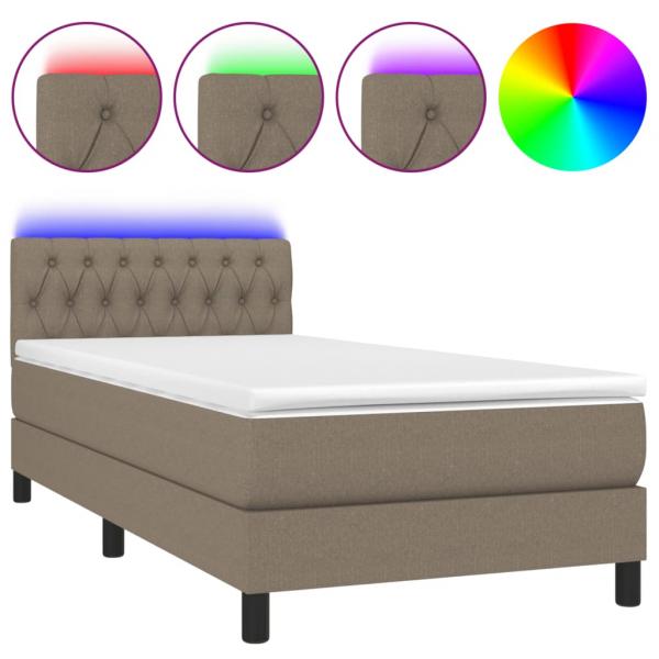 Boxspringbett mit Matratze & LED Taupe 90x190 cm Stoff