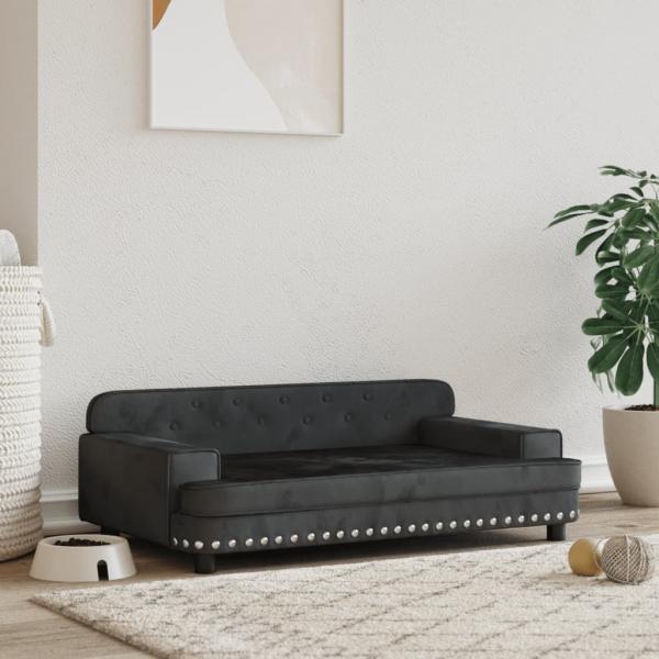 ARDEBO.de - Hundebett Schwarz 90x53x30 cm Samt