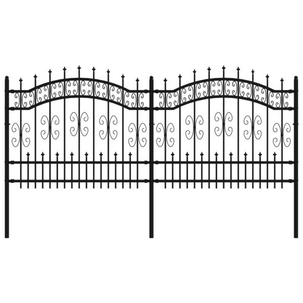 Gartenzaun mit Speerspitzen Schwarz 140 cm Stahl
