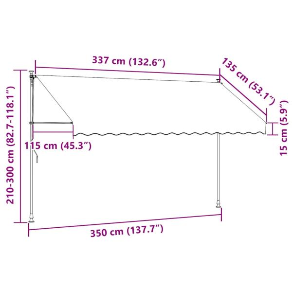 Einziehbare Markise Handbetrieben 350 cm Cremeweiß