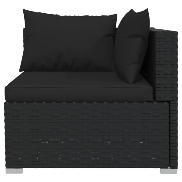 7-tlg. Garten-Lounge-Set mit Kissen Poly Rattan Schwarz