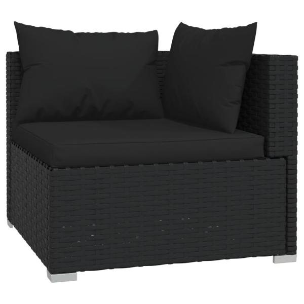 10-tlg. Garten-Lounge-Set mit Kissen Poly Rattan Schwarz