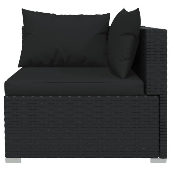 11-tlg. Garten-Lounge-Set mit Kissen Schwarz Poly Rattan