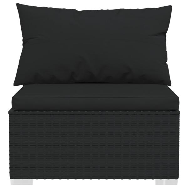 11-tlg. Garten-Lounge-Set mit Kissen Poly Rattan Schwarz