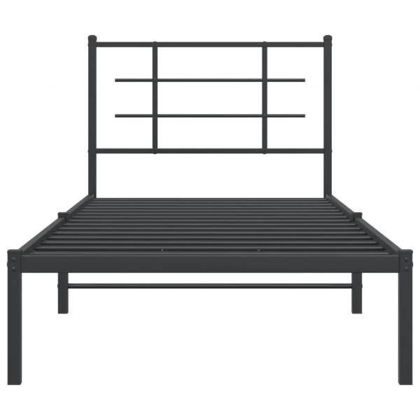 Bettgestell mit Kopfteil Metall Schwarz 90x190 cm