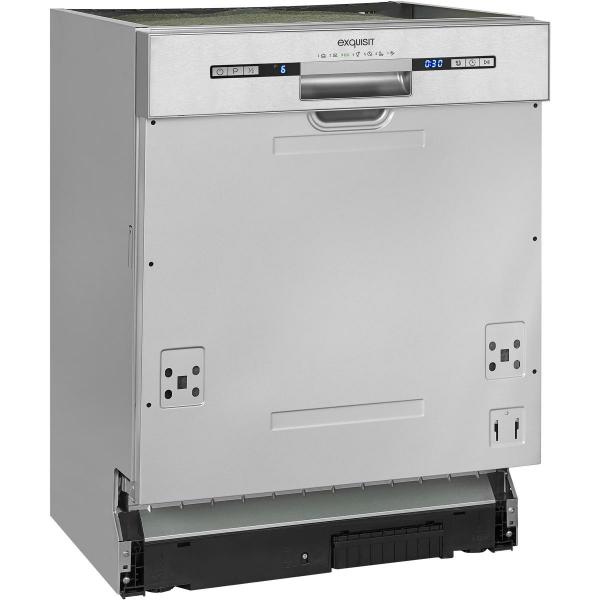 Exquisit EGSP2113-EB-030E Teilintegrierter Geschirrspüler, 60 cm breit, 13 Maßgedecke, 7 Programme, LED Display, Mechanisches Sicherheitsschloss