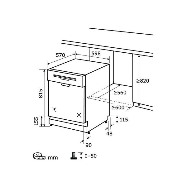Exquisit EGSP2113-EB-030E Teilintegrierter Geschirrspüler, 60 cm breit, 13 Maßgedecke, 7 Programme, LED Display, Mechanisches Sicherheitsschloss