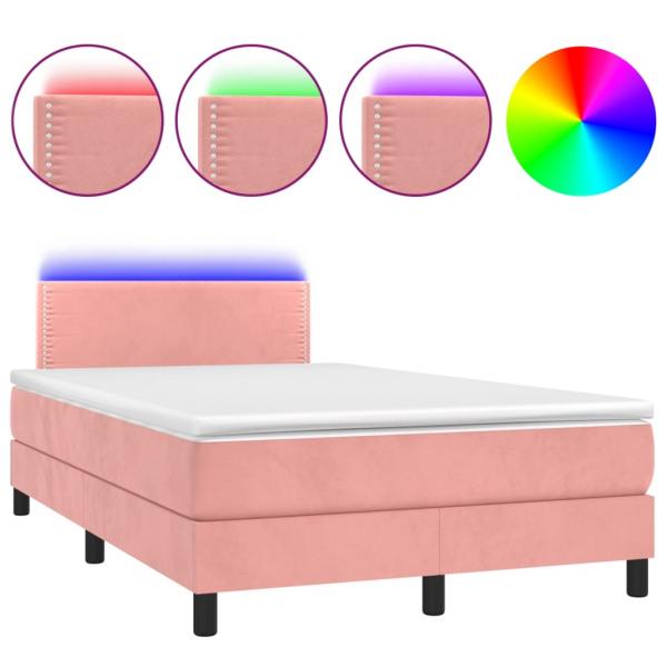 Boxspringbett mit Matratze & LED Rosa 120x200 cm Samt