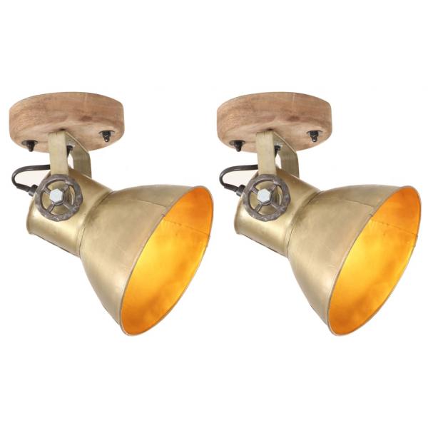 ARDEBO.de - Wand-/Deckenlampen Industriestil 2 Stk. Messing 20x25 cm E27