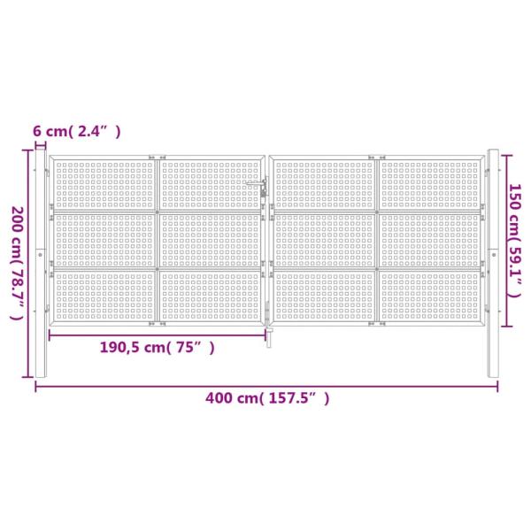 Gartentor Anthrazit 400x200 cm Stahl