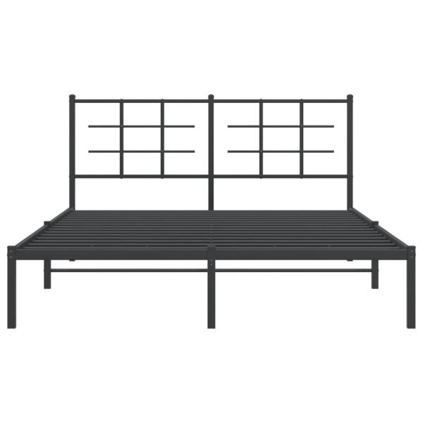 Bettgestell mit Kopfteil Metall Schwarz 160x200 cm