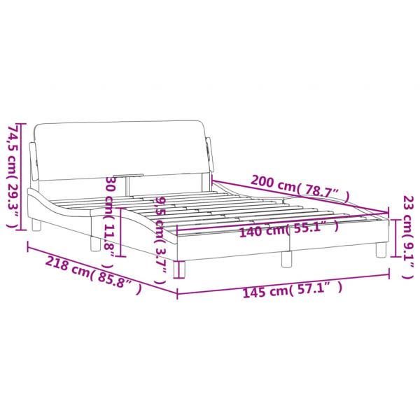 Bettgestell mit Kopfteil Hellgrau 140x200 cm Stoff