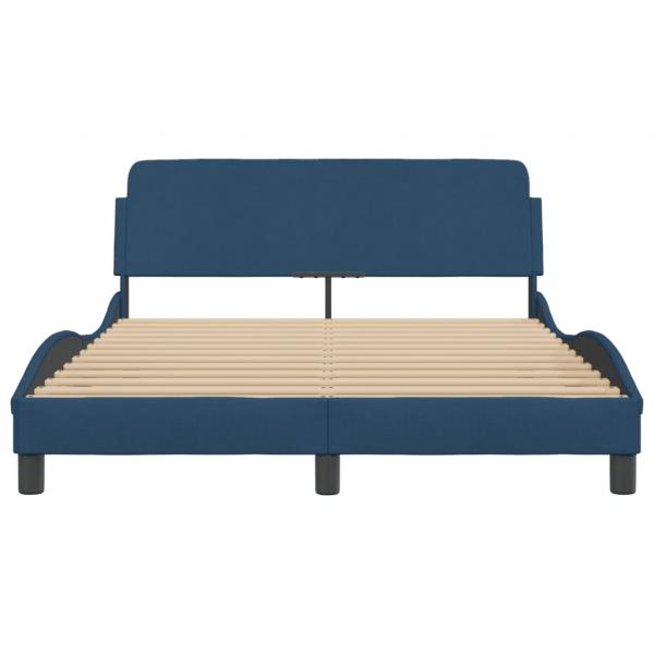 Bettgestell mit Kopfteil Blau 140x200 cm Stoff
