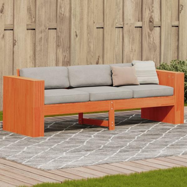 ARDEBO.de - Gartensofa 3-Sitzer Wachsbraun 189x60x62 cm Massivholz Kiefer