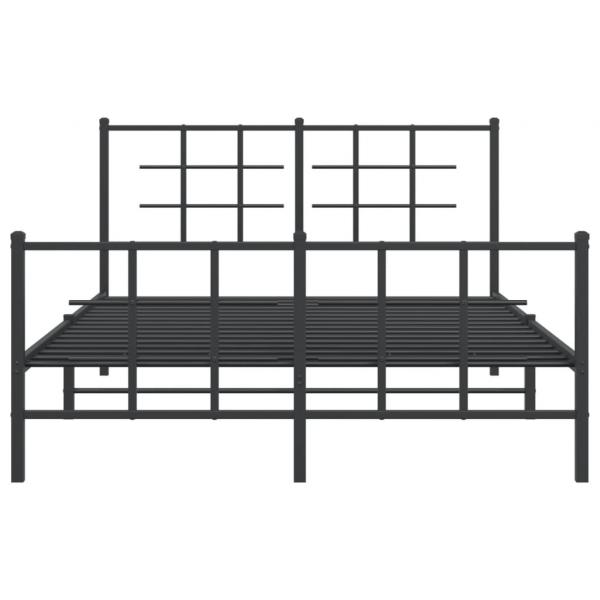 Bettgestell mit Kopf- und Fußteil Metall Schwarz 140x190 cm