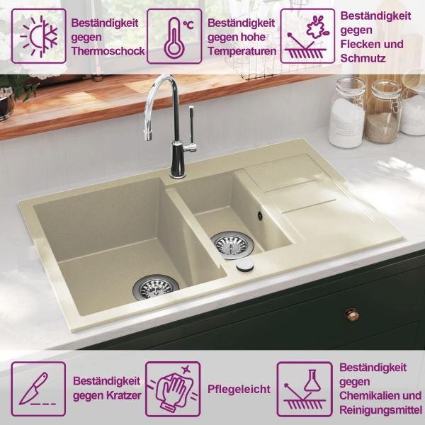 Granitspüle Doppelbecken Beige