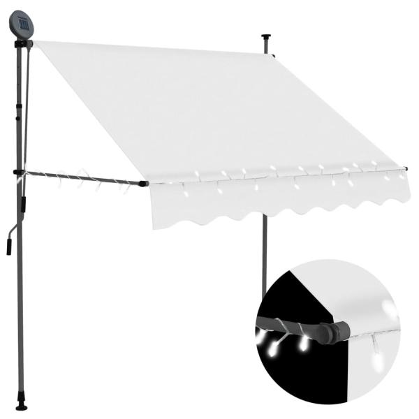 ARDEBO.de - Einziehbare Markise Handbetrieben mit LED 100 cm Creme