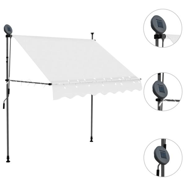 Einziehbare Markise Handbetrieben mit LED 100 cm Creme