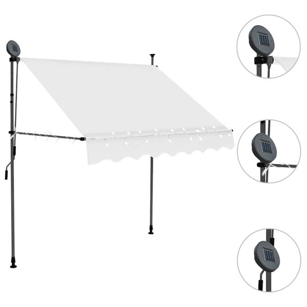 Einziehbare Markise Handbetrieben mit LED 100 cm Creme