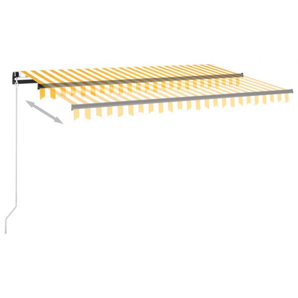 Markise Manuell Einziehbar mit LED 450x350 cm Gelb und Weiß