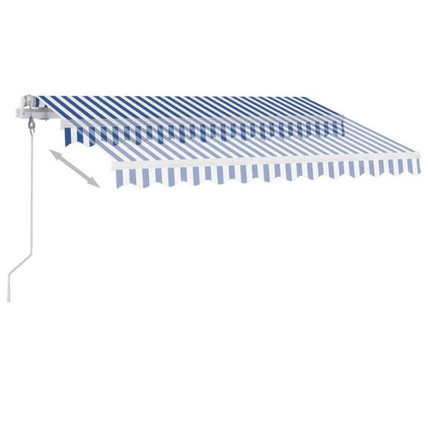 Markise Automatisch mit LED & Windsensor 300x250 cm Blau Weiß